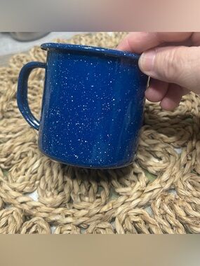 Blue Contemporary Enamelware Coffee Cup 8oz  Great for Camping Collectible Mug